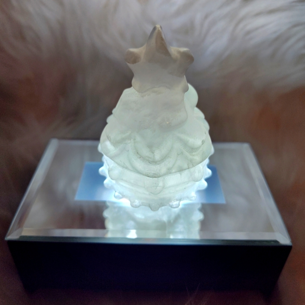 Selenite Crystal Christmas Tree 2.75" H  With Multicolor Light Stand